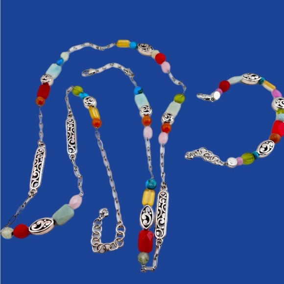 Brighton Colorful Beaded Necklace and Bracelet Set
German Glass Beads. - Picture 3 of 6